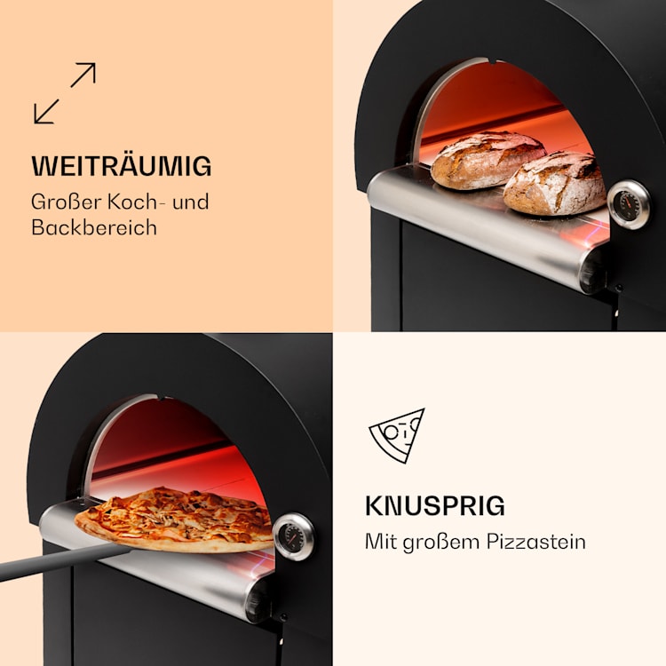 Diavolo Napoletana Pizzaofen Holzofen rostfreier Edelstahl Schwarz