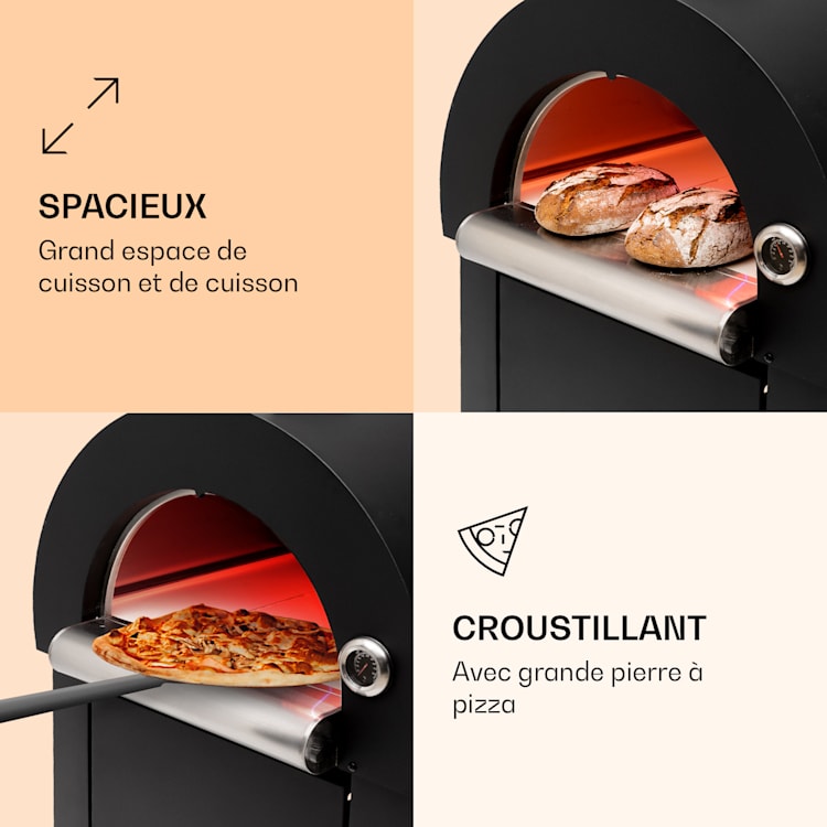 Four à pizza Diavolo Napoletana Poêle à bois acier inoxydable Noir