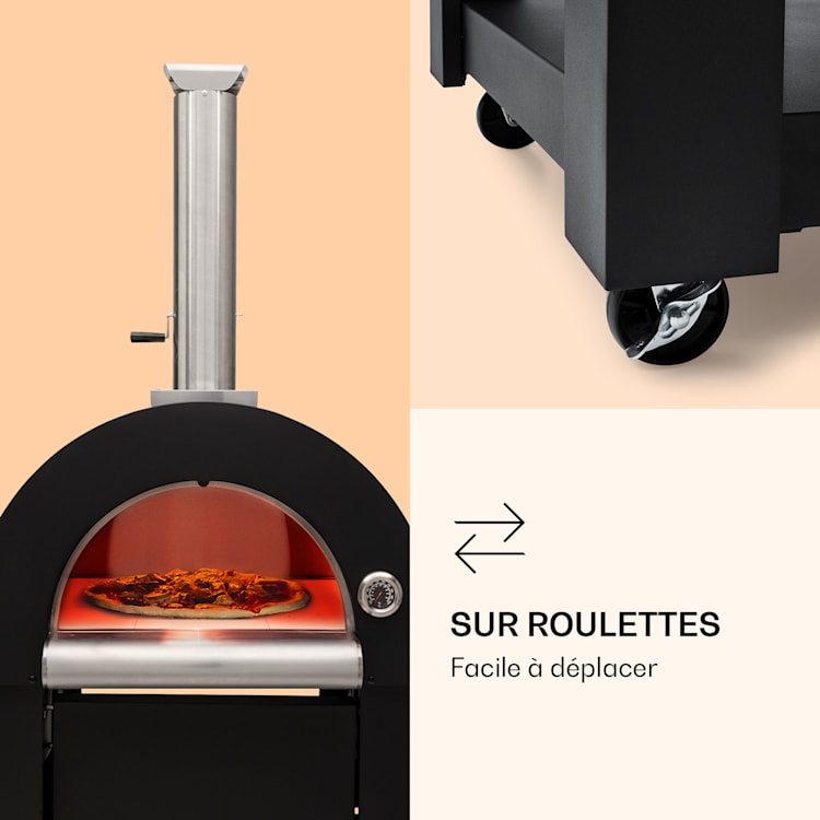 Four à pizza Diavolo Napoletana Poêle à bois acier inoxydable Noir