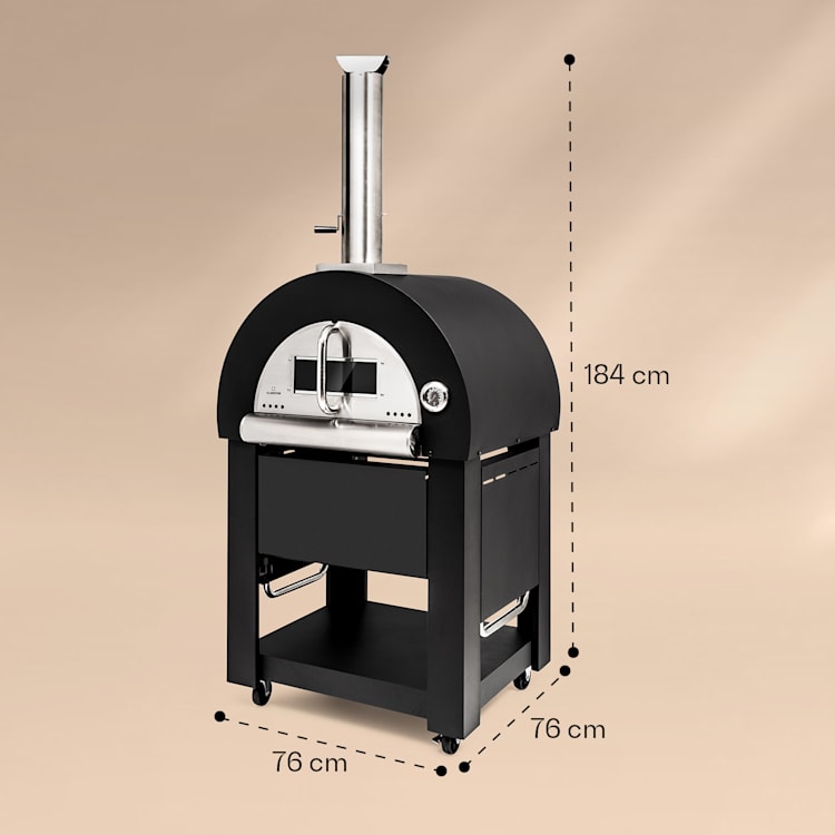 Diavolo Napoletana Pizzaofen Holzofen rostfreier Edelstahl Schwarz