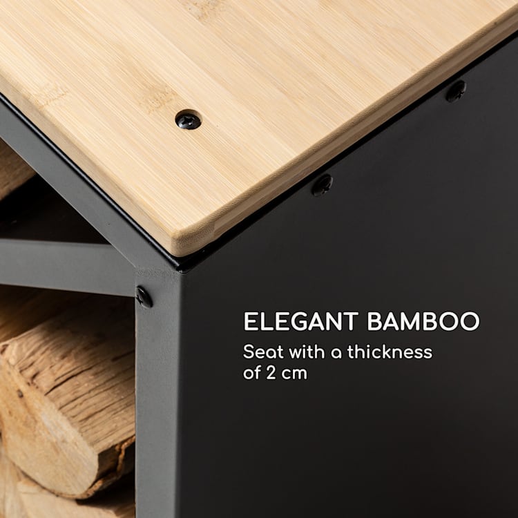 Kindlewood L Black, fa állvány, pad, 104 × 40 × 35 cm, bambusz, cink Fekete