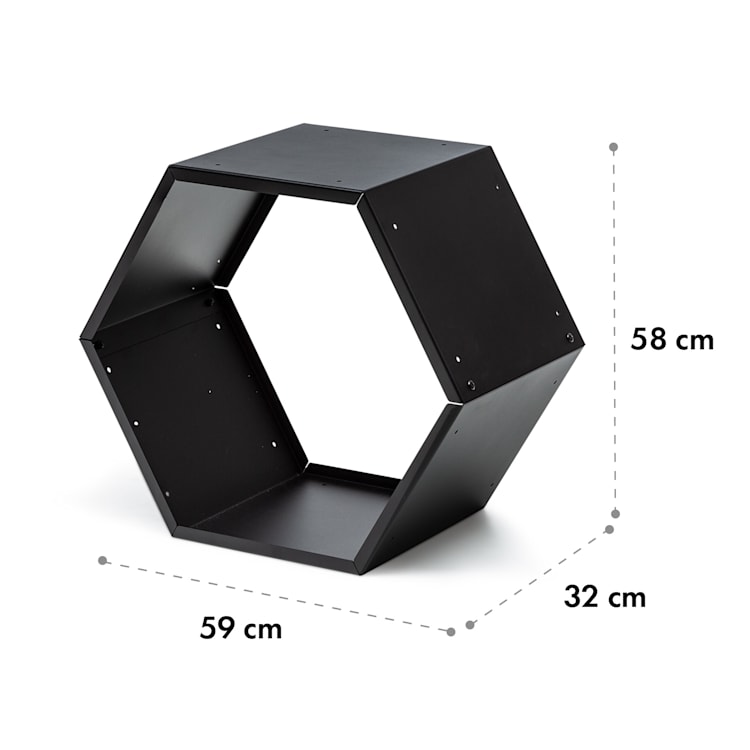 Hexawood Black, stojan na drevo, šesťuholníkový tvar, 50,2 × 58 × 32 cm Čierna