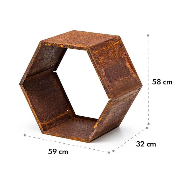 Hexawood Rust, stojan na drevo, šesťuholníkový tvar, 50,2 × 58 × 32 cm Hrdza