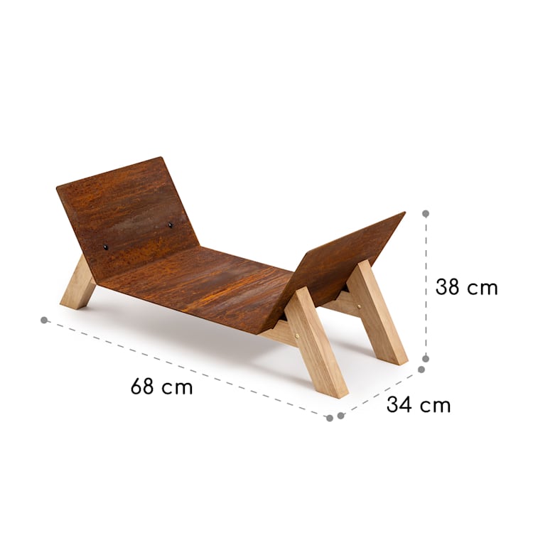 Langdon Wood Rust, stojan na drevo, 68 × 38 × 34 cm, železo a drevo Hrdza