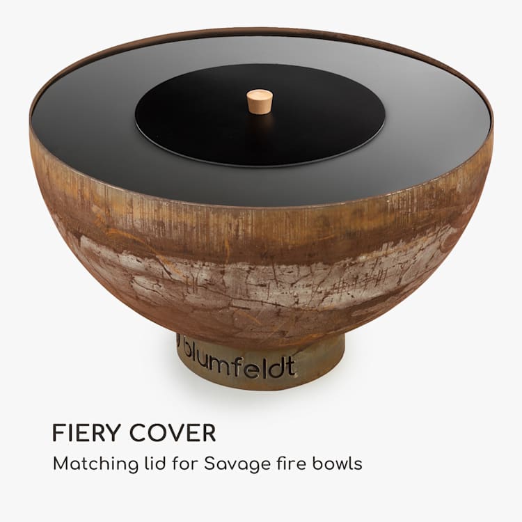 Firebowl Savage Lid, kryt na ohnisko, 40 cm, oceľ, drevené držadlo