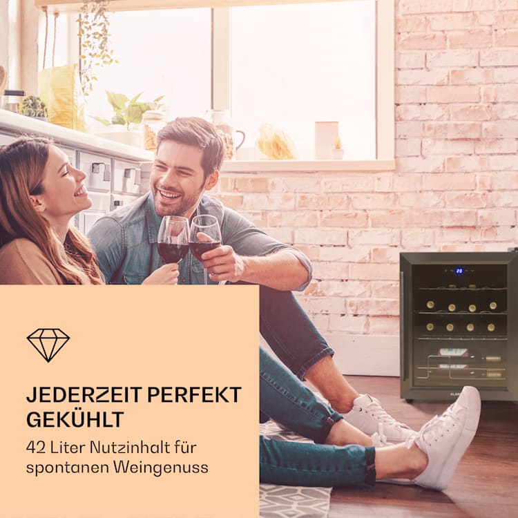 Ultimo 16 Uno Weinkühlschrank 42l Touch-Bedienfeld 16 Flaschen 5-18°C Schwarz