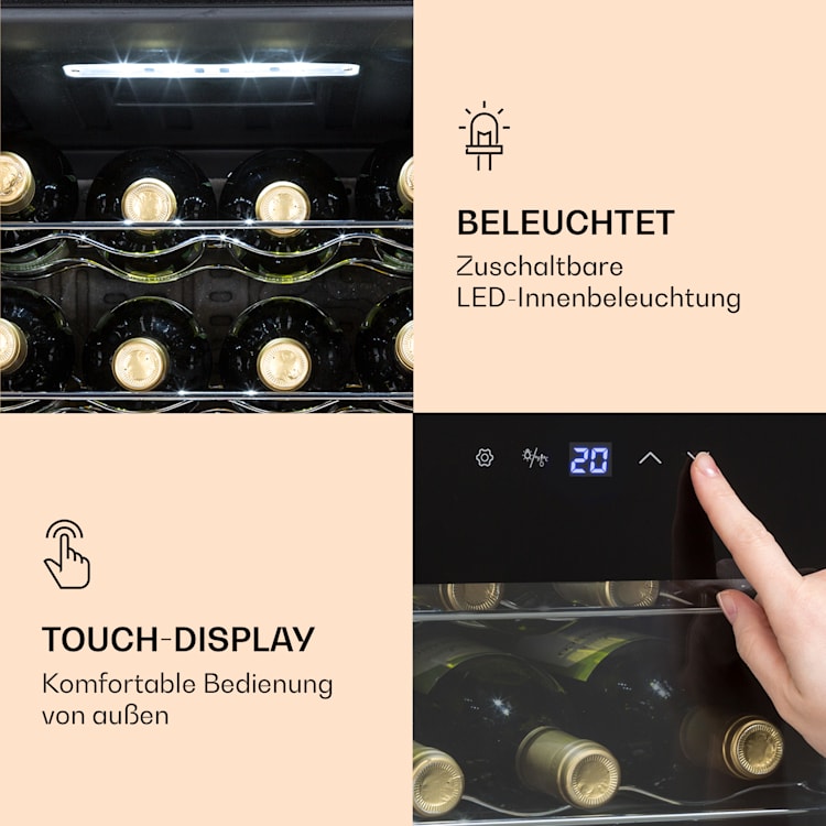 Ultimo 16 Uno Weinkühlschrank 42l Touch-Bedienfeld 16 Flaschen 5-18°C Schwarz
