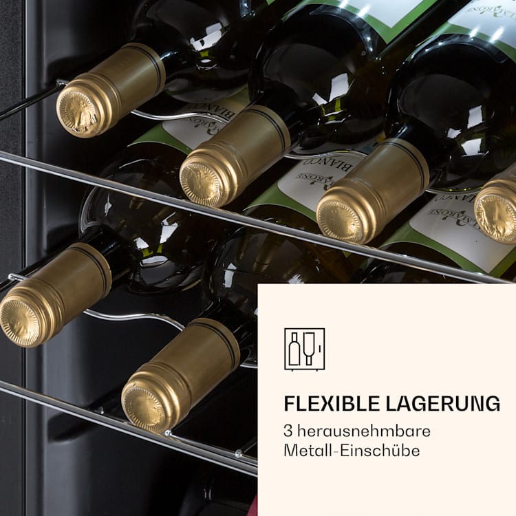 Ultimo 16 Uno Weinkühlschrank 42l Touch-Bedienfeld 16 Flaschen 5-18°C Schwarz