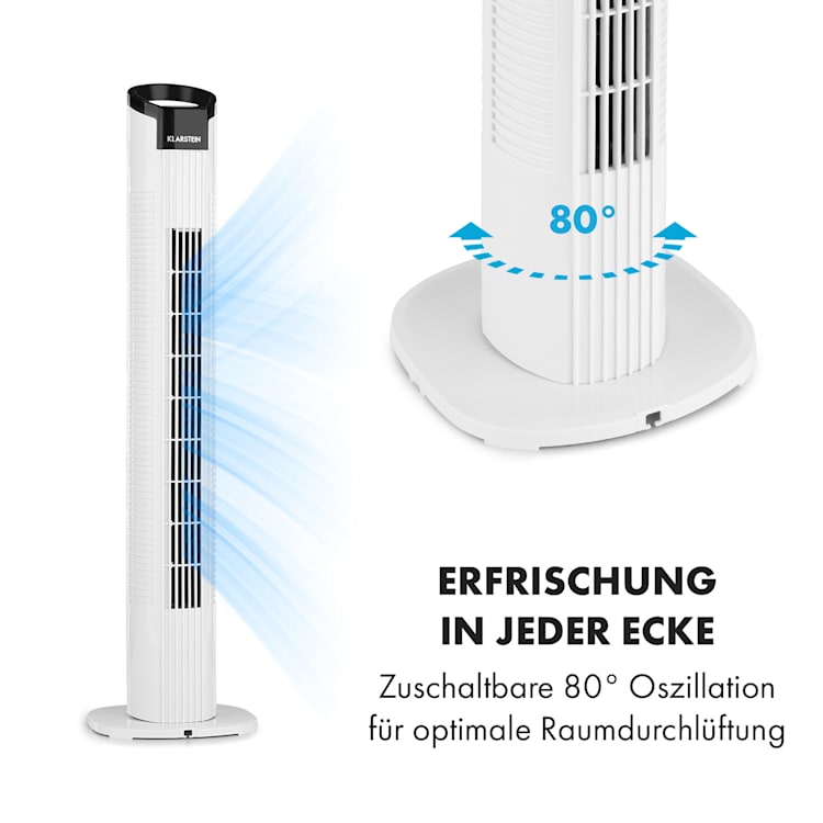 Mana Peak Säulenventilator 3 Stufen 3 Modi 50 W Weiß