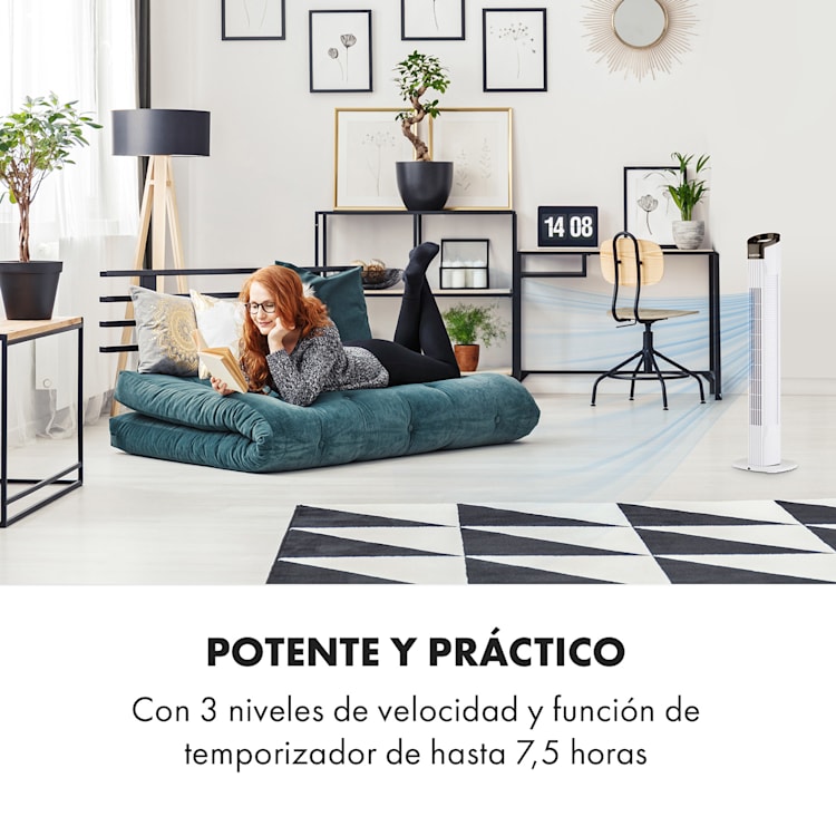 Mana Peak Ventilador de torre 3 niveles 3 modos 50 W Blanco