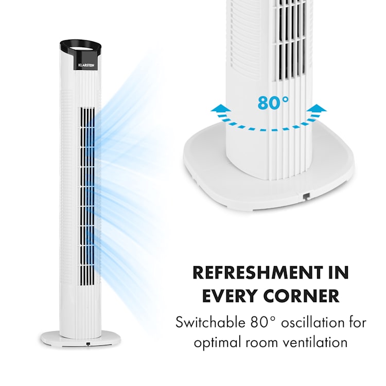 Mana Peak, stĺpový ventilátor, 3 úrovne, 3 režimy, 50 W Biela
