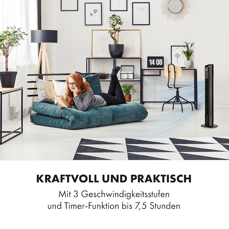 Mana Peak Säulenventilator 3 Stufen 3 Modi 50 W Schwarz