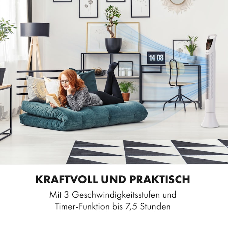 Mount Everest Säulenventilator 3 Stufen 3 Modi 40 W Weiß