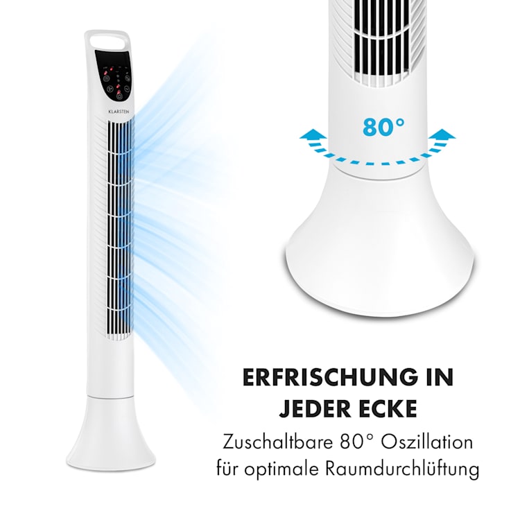 Mount Everest Säulenventilator 3 Stufen 3 Modi 40 W Weiß