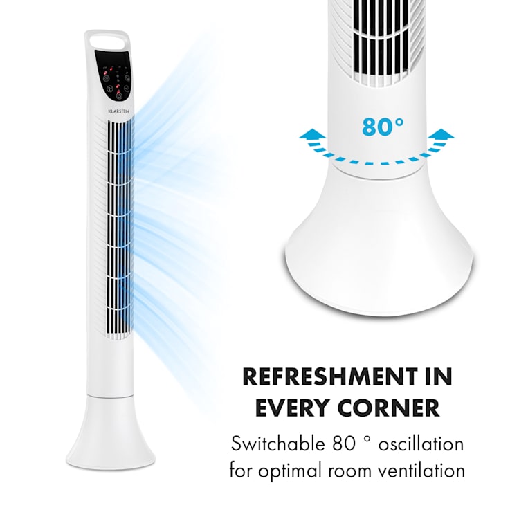 Mount Everest, sloupový ventilátor, 3 úrovně, 3 režimy, 40 W Bílá