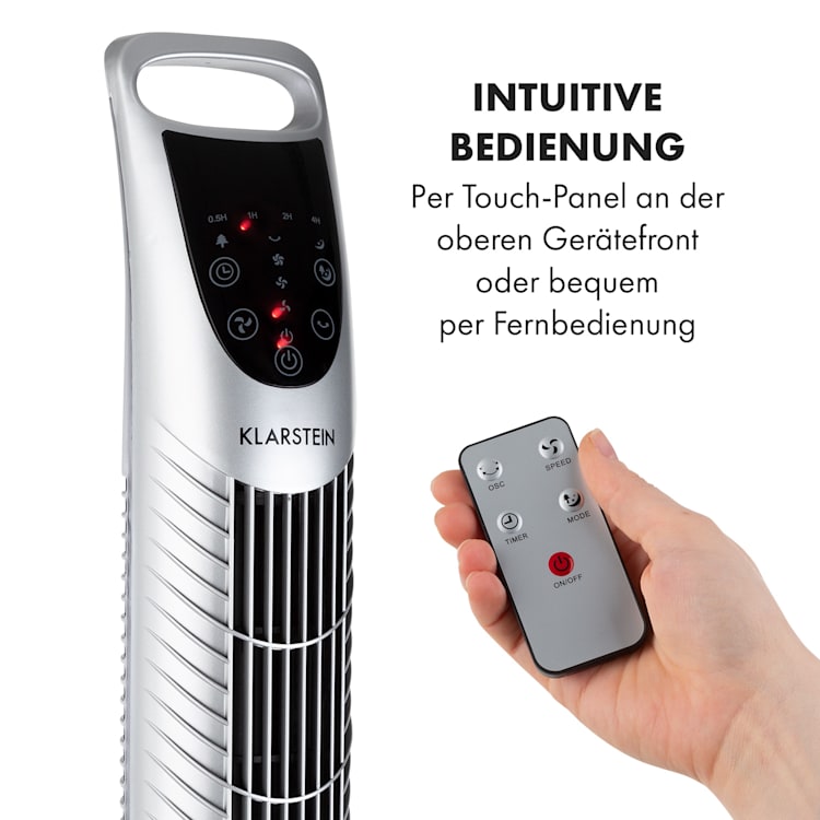 Mount Everest Säulenventilator 3 Stufen 3 Modi 40 W Silber