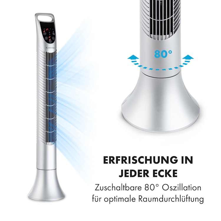 Mount Everest Säulenventilator 3 Stufen 3 Modi 40 W Silber