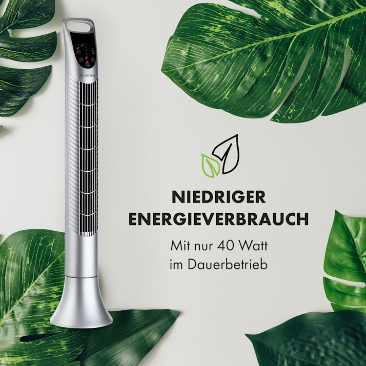 Mount Everest Säulenventilator 3 Stufen 3 Modi 40 W Silber