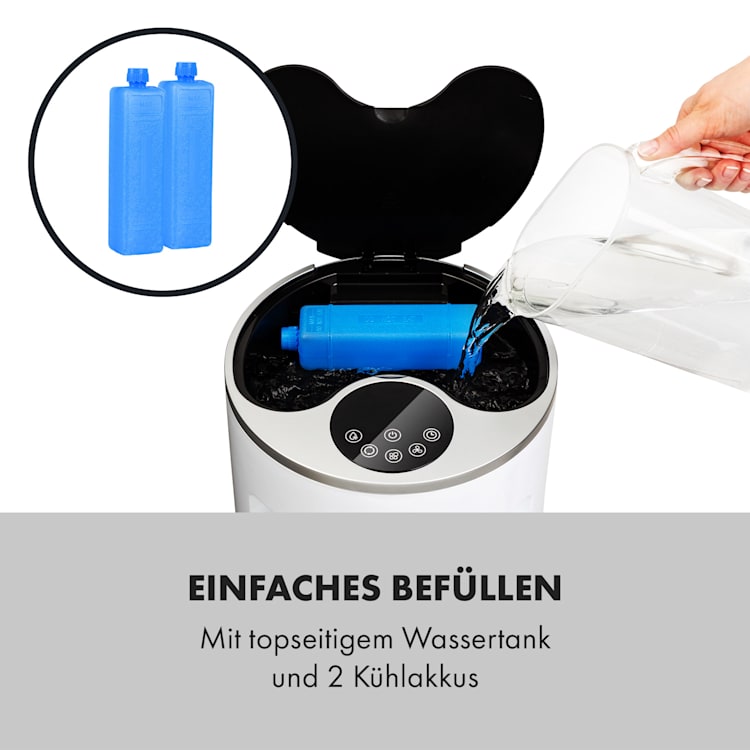 Skypillar 3-in-1 Luftkühler Ventilator Luftbefeuchter Tank 5L Fernbedienung Touch-Panel Weiß