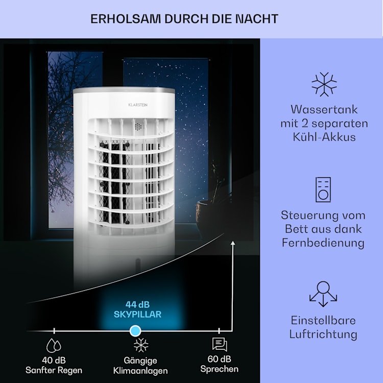 Skypillar 3-in-1 Luftkühler Ventilator 5L Fernbedienung Touch-Panel Weiß