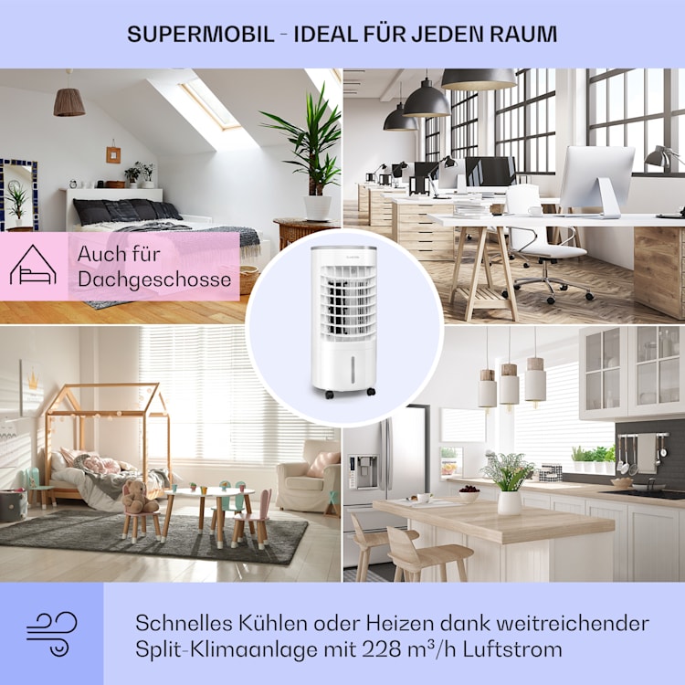 Skypillar 3-in-1 Luftkühler Ventilator 5L Fernbedienung Touch-Panel Weiß