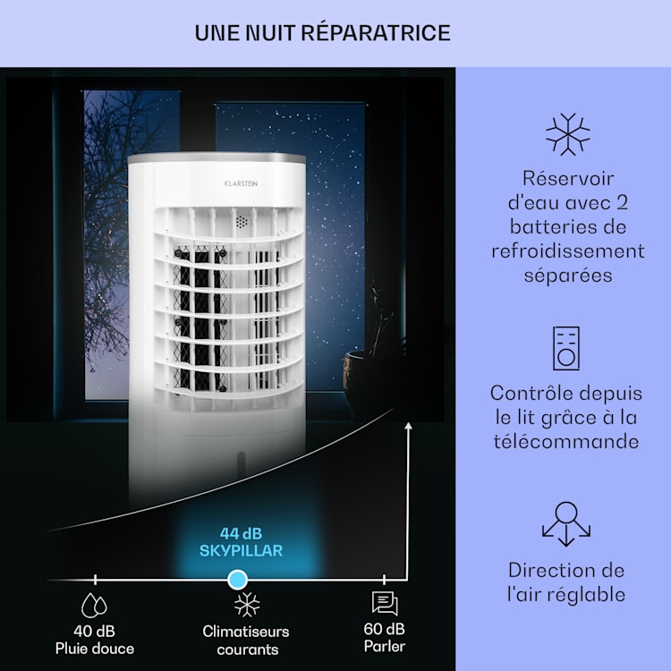 Skypillar 3-in-1 luchtkoeler ventilator luchtbevochtiger tank 5L afstandsbediening touch-paneel Wit