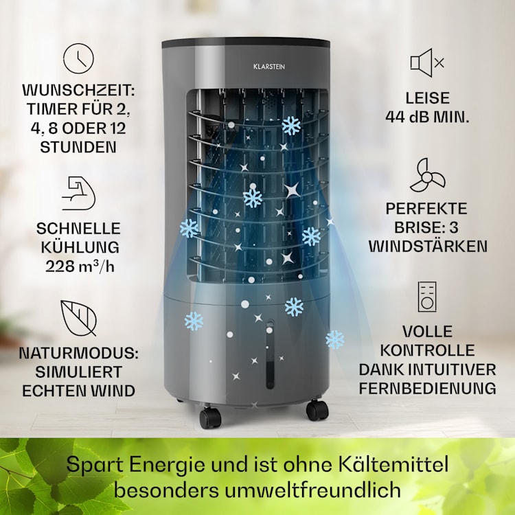 Skypillar 3-in-1 Luftkühler Ventilator 5L Fernbedienung Touch-Panel Dunkelgrau