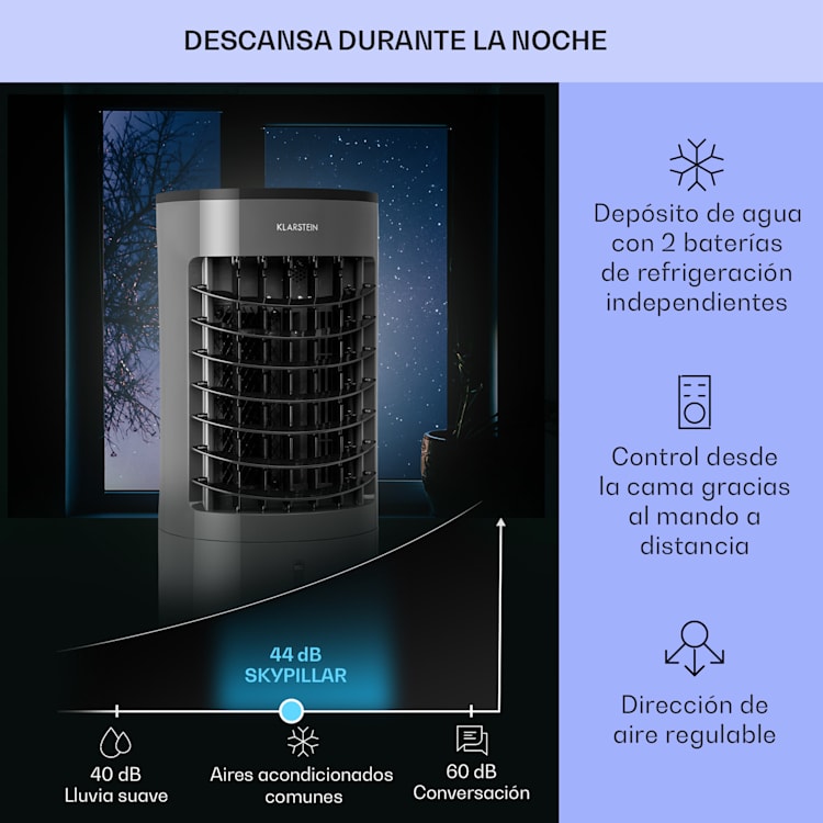 Skypillar Climatizador evaporativo 3 en 1 Humidificador Depósito 5L Control remoto Panel táctil Gris Marengo