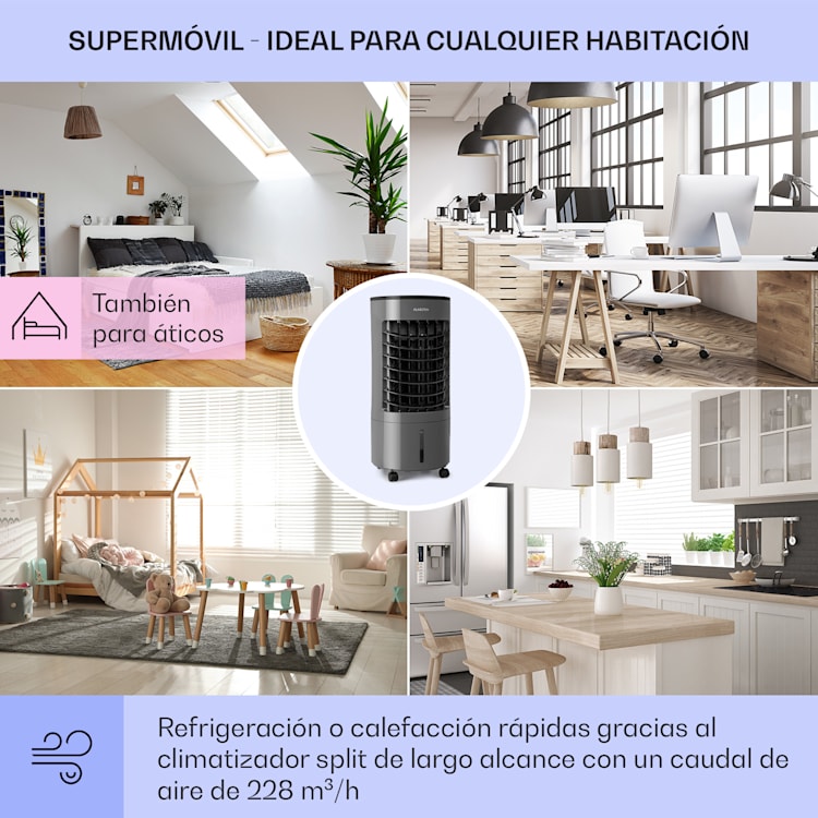 Skypillar Climatizador evaporativo 3 en 1 Humidificador Depósito 5L Control remoto Panel táctil Gris Marengo