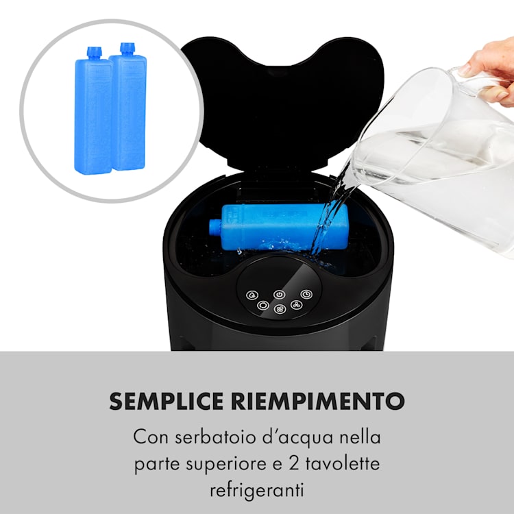 Skypillar, raffrescatore evaporativo 3 in 1, ventilatore, umidificatore, serbatoio da 5 L, telecomando, pannello touch Grigio Scuro