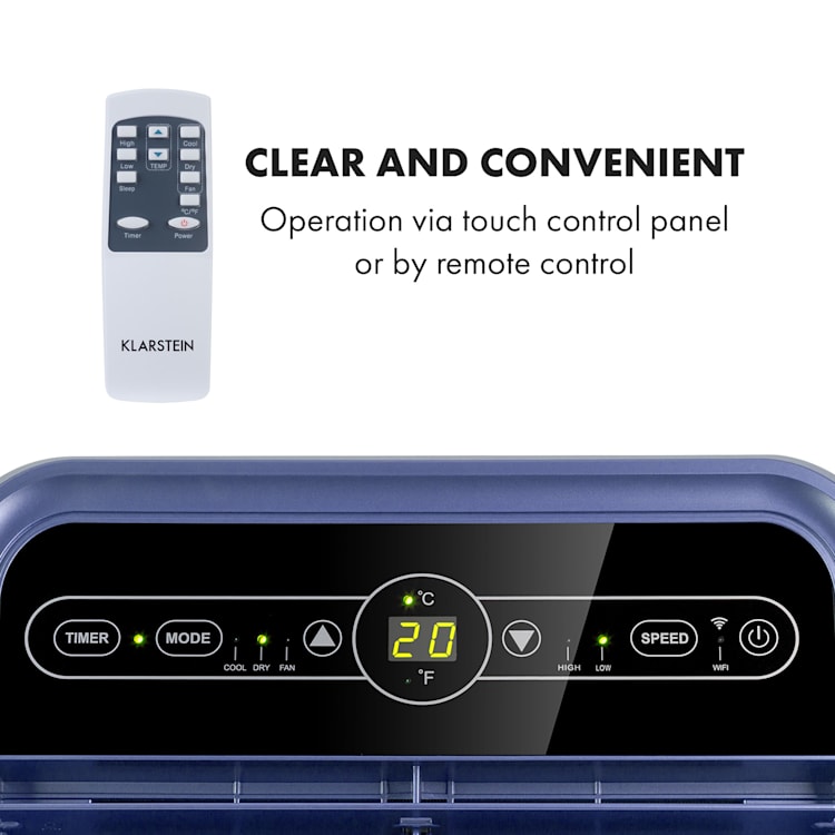 Metrobreeze New York Smart 7k, aer condiționat portabil, 7000 BTU / 2,1 kW, clasa energetică A, telecomandă 7.000 BTU | Violet închis