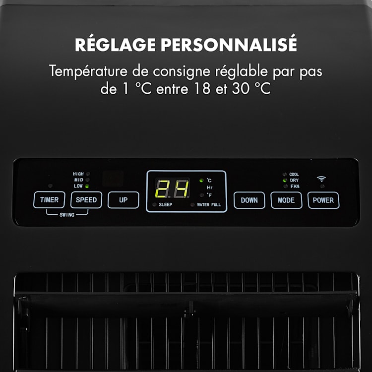 Climatiseur mobile Metrobreeze Rom Smart 10 000 BTU / 3,0 kW EEC A+ télécommande Noir