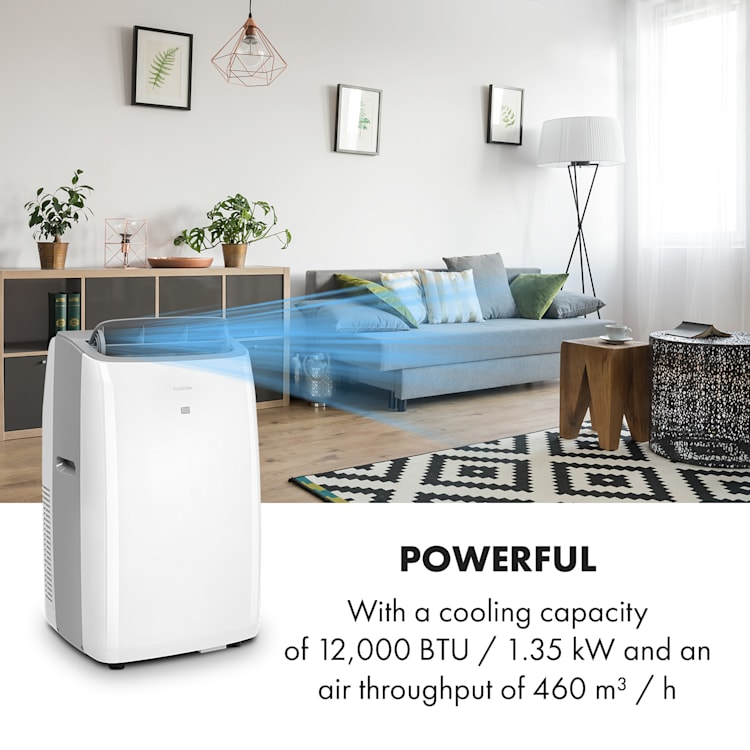 Grandbreeze Eco 12K, mobilná klimatizácia 3 v 1, 460 m³/h, 12.000 BTU/1,35 kW Biela