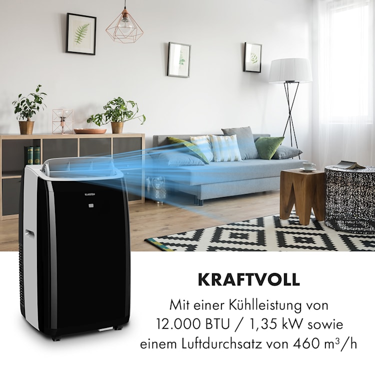 Grandbreeze Eco 12K Klimaanlage 3-in-1 460 m³/h 12.000 BTU/1,35 kW Schwarz