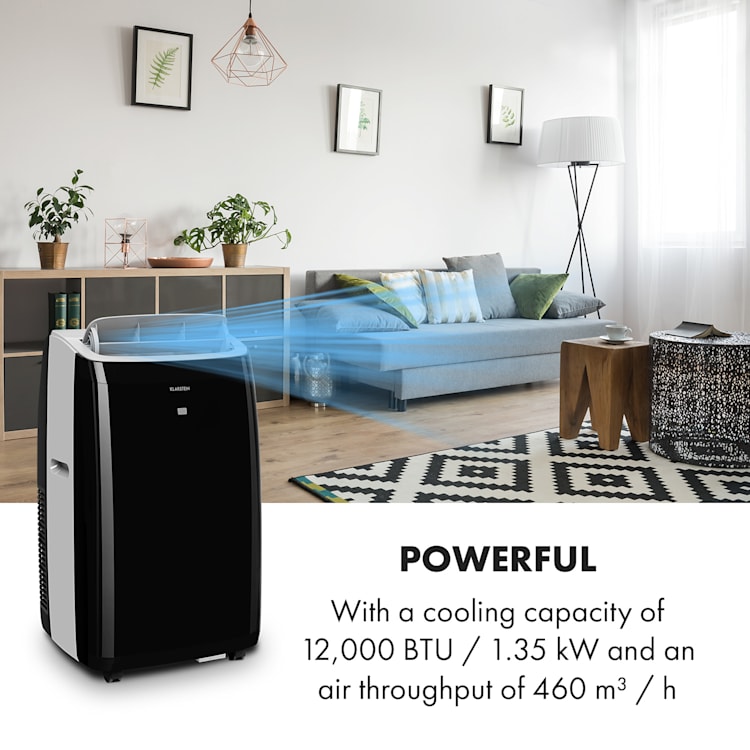 Grandbreeze Eco 12K, klimatska naprava 3 v 1, 460 m³/h, 12.000 BTU/1,35 kW Črna