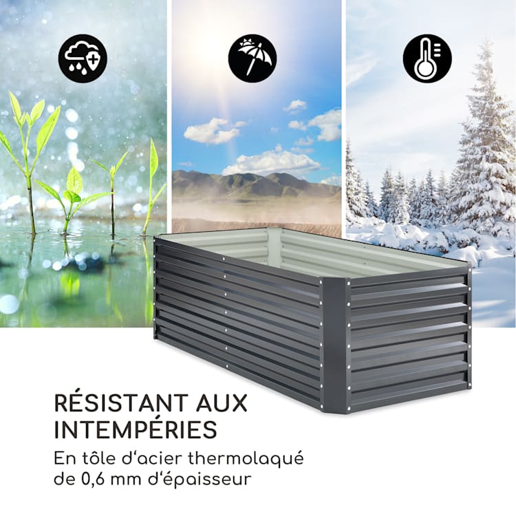 High Grow Straight jardin surélevé 180 x 60 x 90 cm 970 l acier galvanisé Anthracite