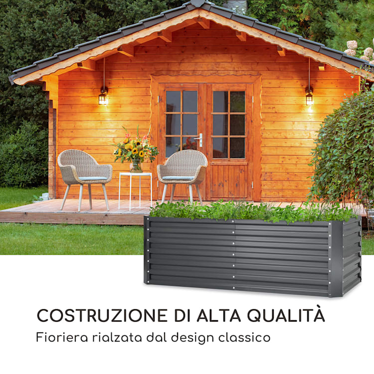 High Grow Straight letto da giardino 180 x 60 x 90 cm 970 l acciaio zincato Antracite