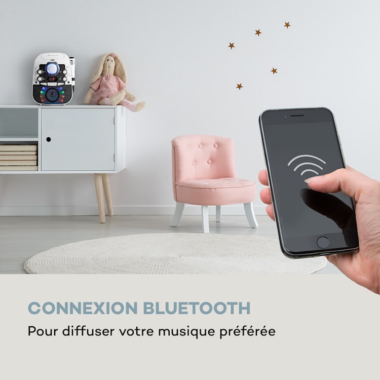 StarMaker 2.0 Système de karaoké Fonction Bluetooth Lecteur de CD avec micro. Blanc