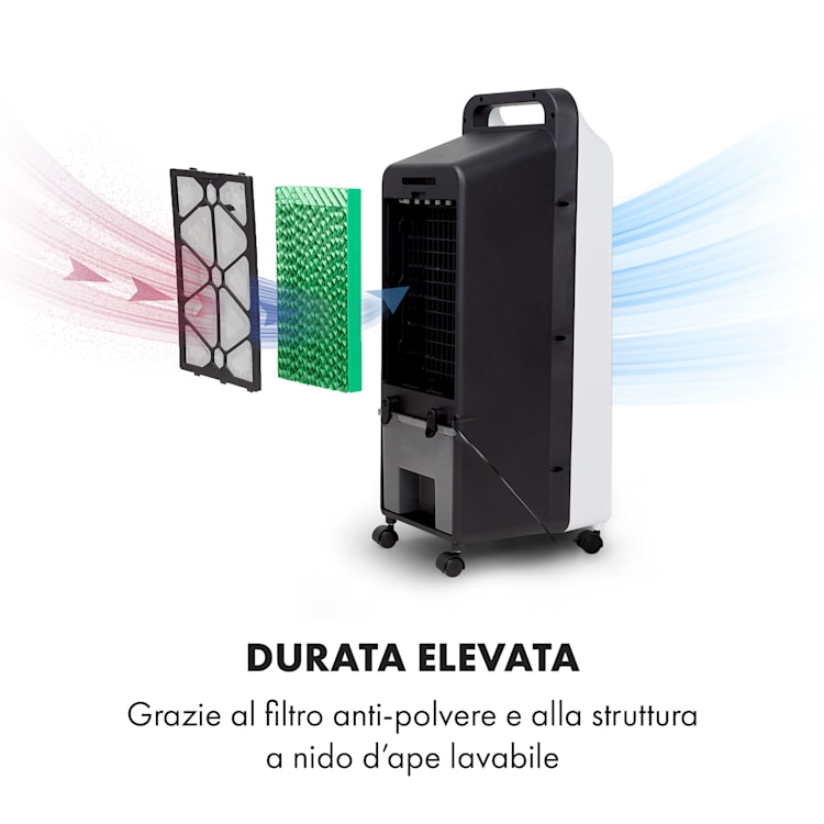 Cooler Rush, Ventilatore, Raffreddatore Evaporativo, Telecomando, 2 Piastre Eutettiche, 5,5L, 45W