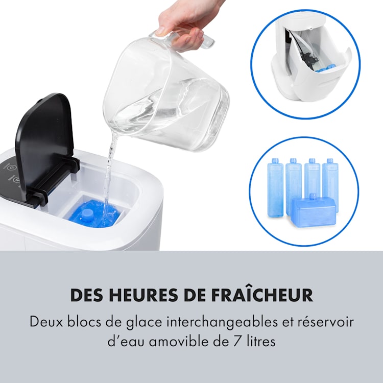 Polar Tower Smart Ventilateur rafaîchisseur d'air 7 L 85W télécommande 5x packs de glace Blanc