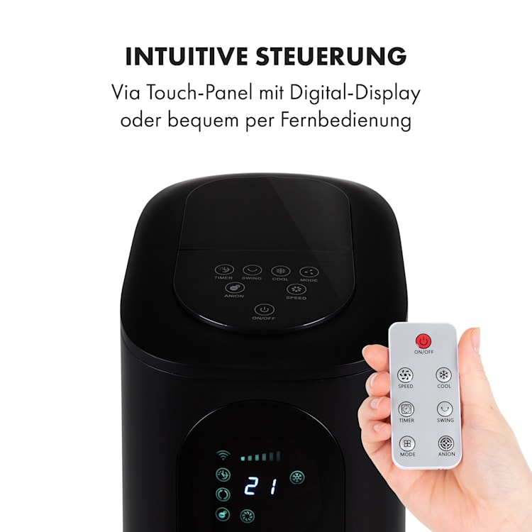 Polar Tower Smart Ventilator Luftkühler 7L 85W Fernbedienung Eispack Schwarz