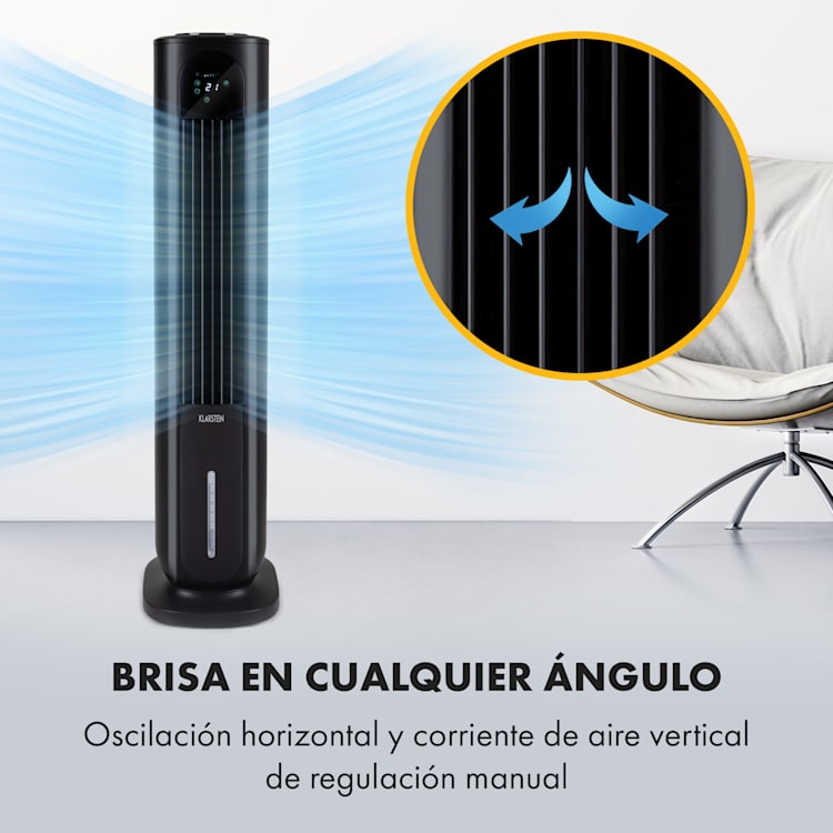 Polar Tower Smart Fan Air Cooler 7L 85W Control Remoto 5x Ice Pack Negro