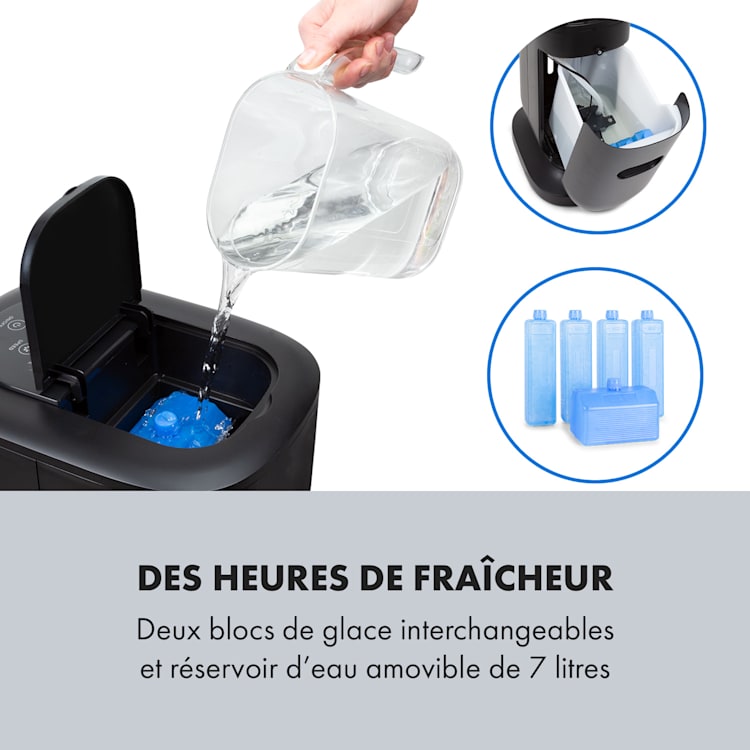 Polar Tower Smart Ventilateur rafaîchisseur d'air 7 L 85W télécommande 5x packs de glace Noir