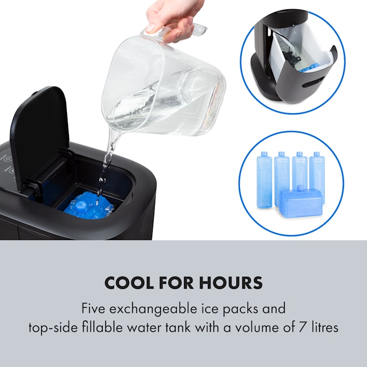 Polar Tower Smart, ventilátor, ochlazovač vzduchu, 7 l, 85 W, dálkové ovládání, 5x chladicí box Černá