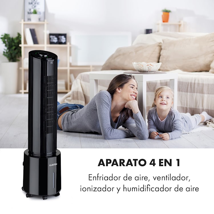 Climatizador Waterfall 45 W 4 litros 2 baterías de refrigeración móvil Negro