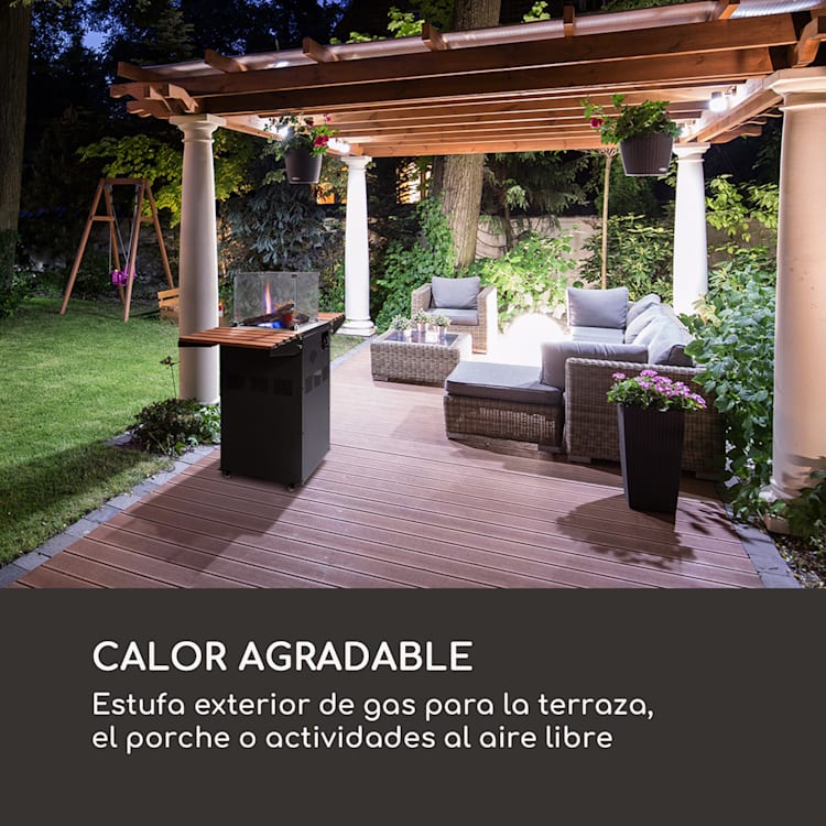 Estufa radiante de gas Flagranti Plus de 8 kW, mesas laterales, acero inoxidable