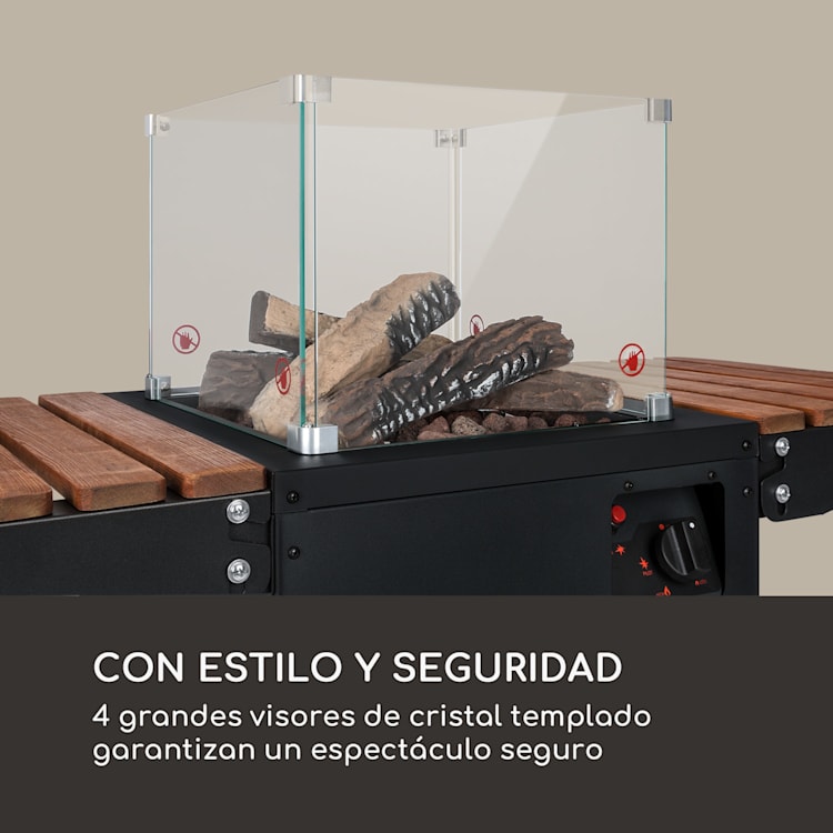 Estufa radiante de gas Flagranti Plus de 8 kW, mesas laterales, acero inoxidable