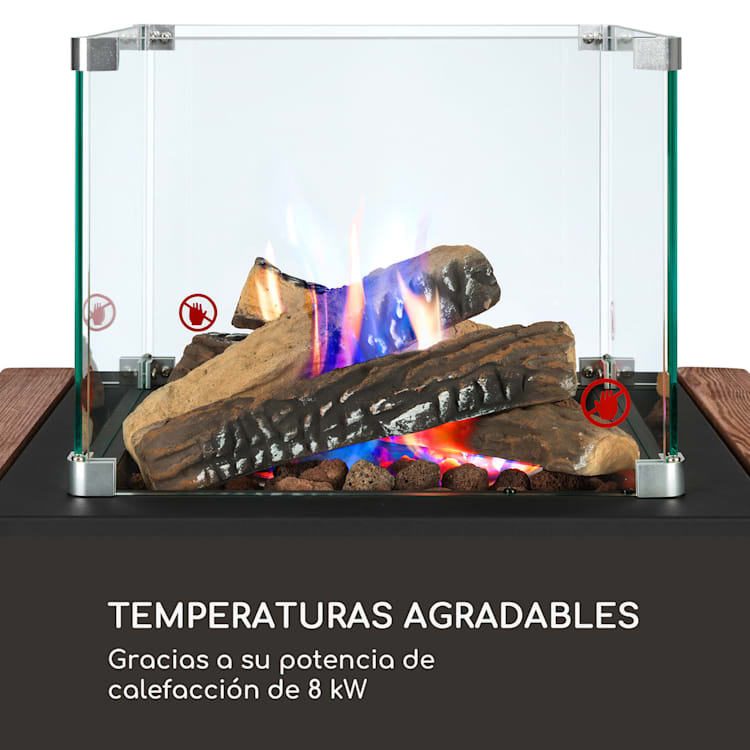 Estufa radiante de gas Flagranti Plus de 8 kW, mesas laterales, acero inoxidable