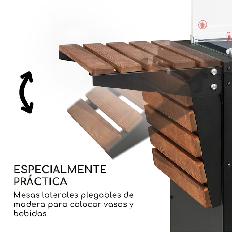 Estufa radiante de gas Flagranti Plus de 8 kW, mesas laterales, acero inoxidable