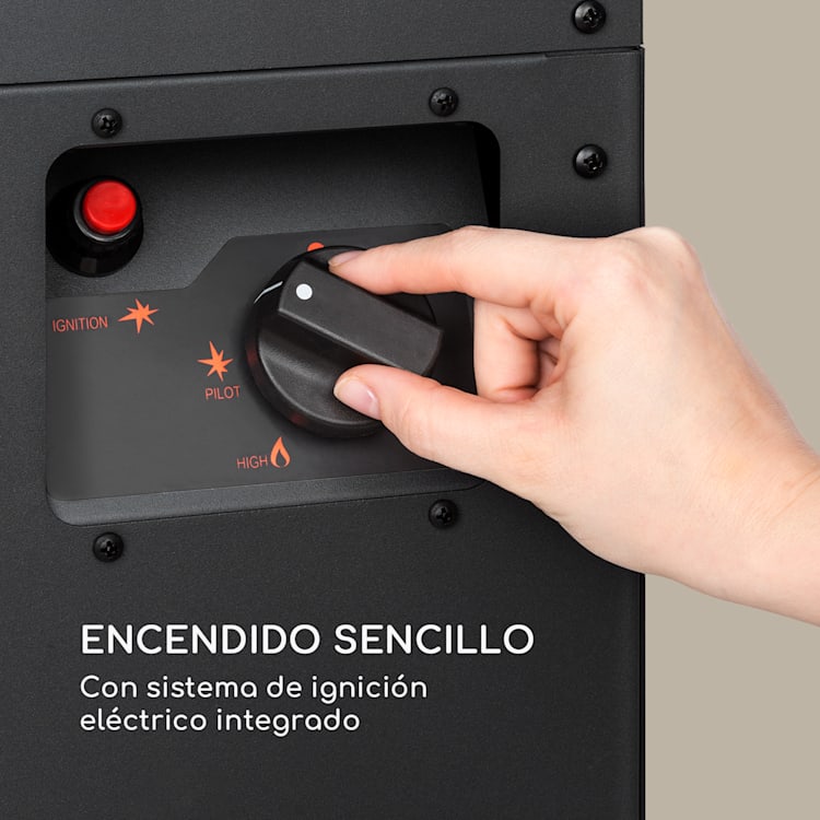 Estufa radiante de gas Flagranti Plus de 8 kW, mesas laterales, acero inoxidable